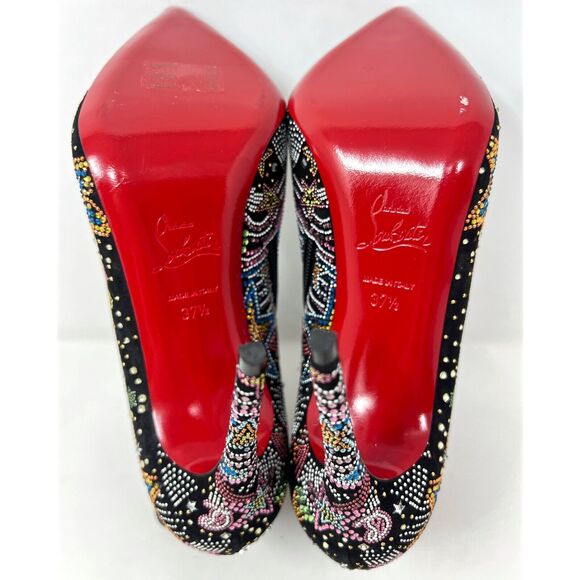 Christian Louboutin So Kate Strass Crystal Boots 37.5 Rare Red Sole Heels - Picture 7 of 8